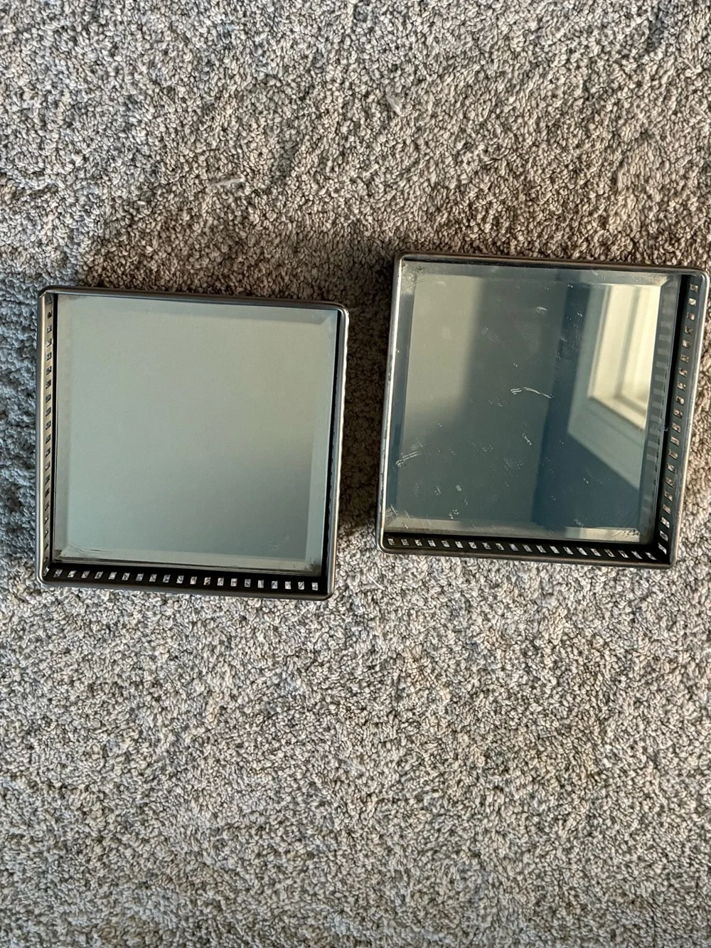 Pottery Barn Mirrored Dresser-Top Trays - Silver